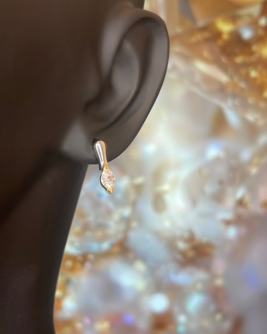9ct Two-Toned Gold Marquise Diamond Stud Earrings