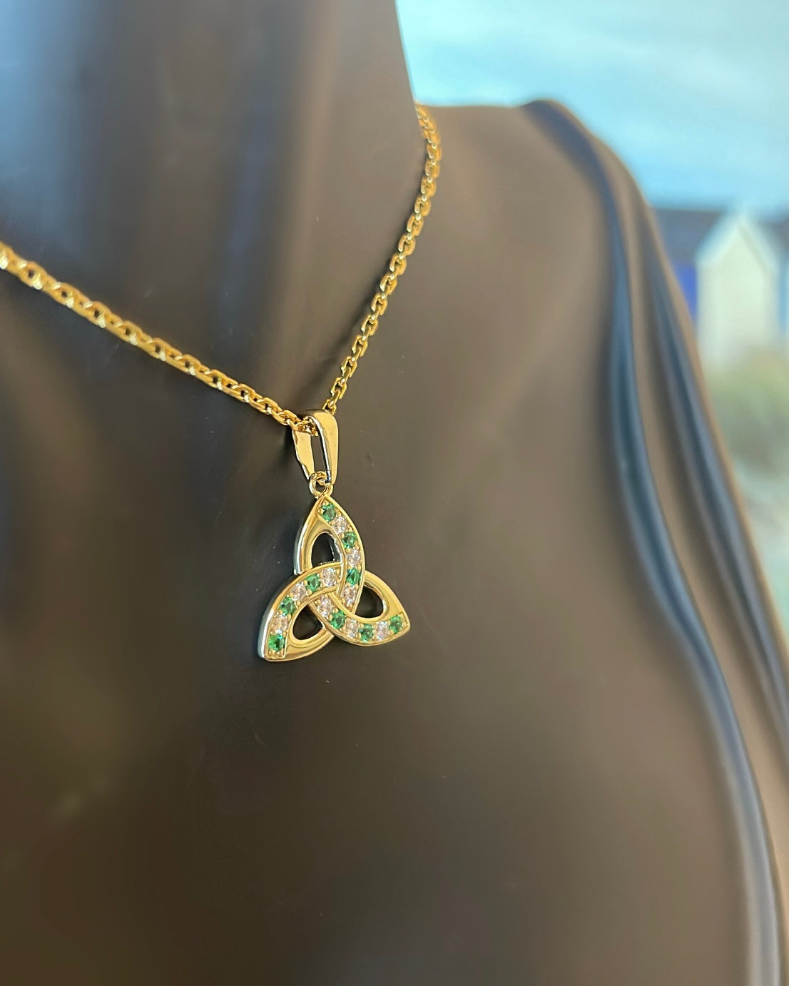 Small 18ct Rolled Gold & CZ Trinity Knot Pendant