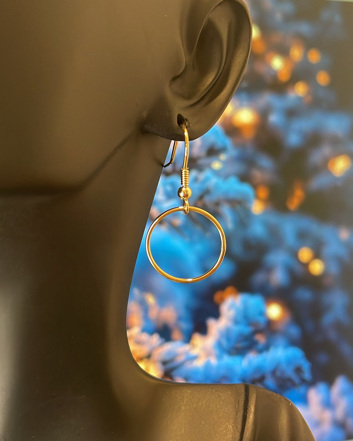 9ct Yellow Gold Circle Shepherd Hook Earrings