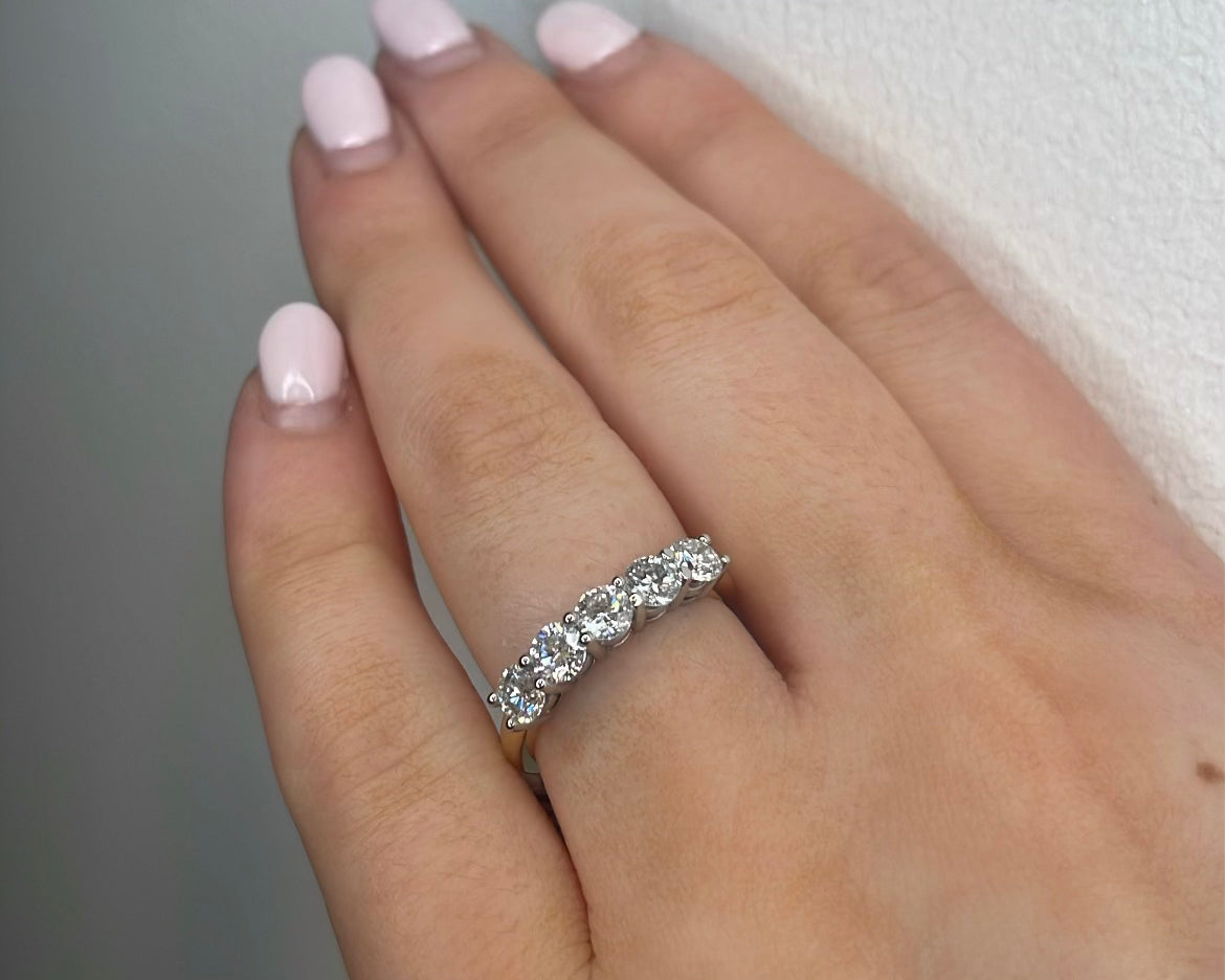 1.25ct Five Stone Diamond & 18ct Yellow Gold Ring