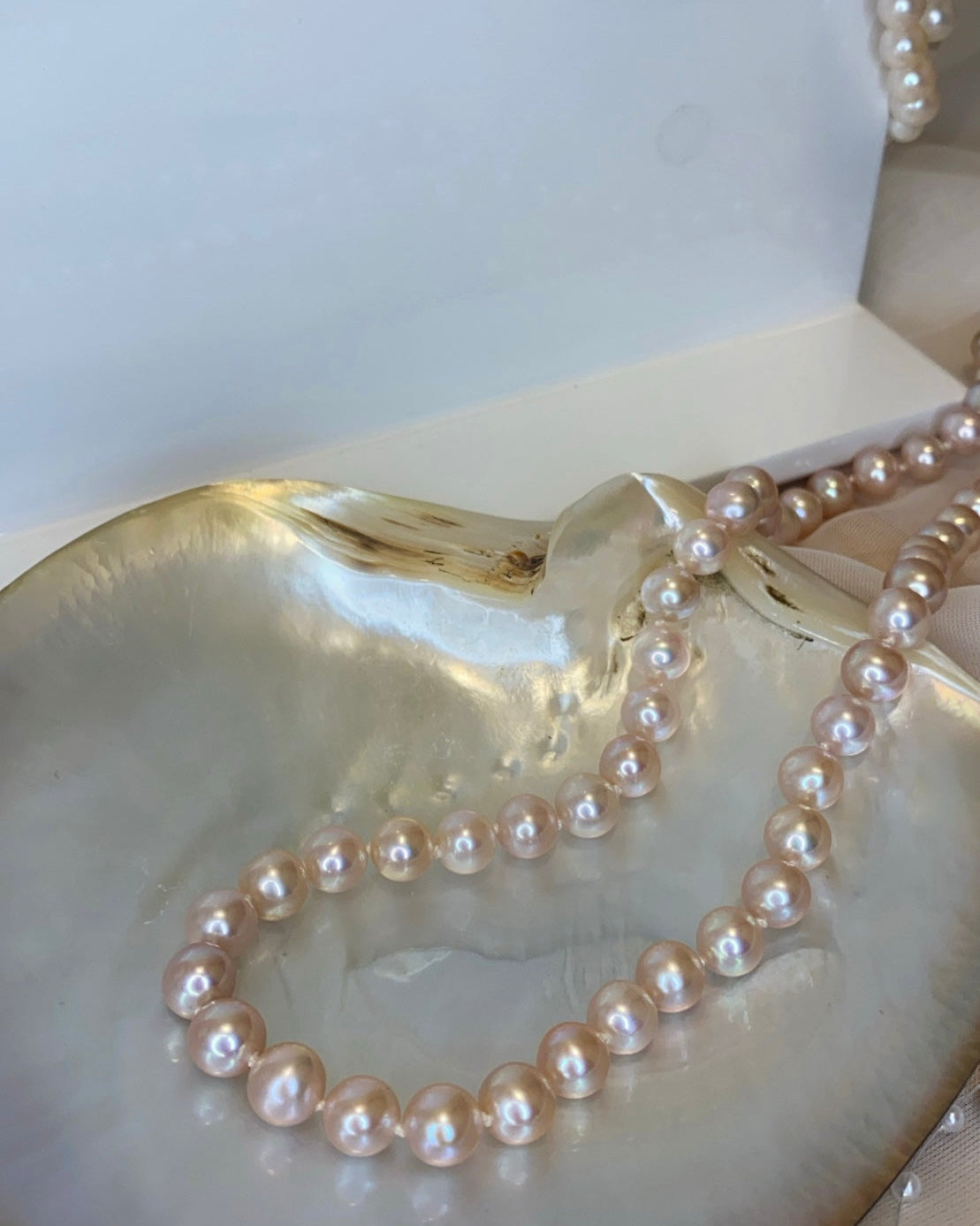 Medium Champagne Freshwater Pink Pearl Necklace