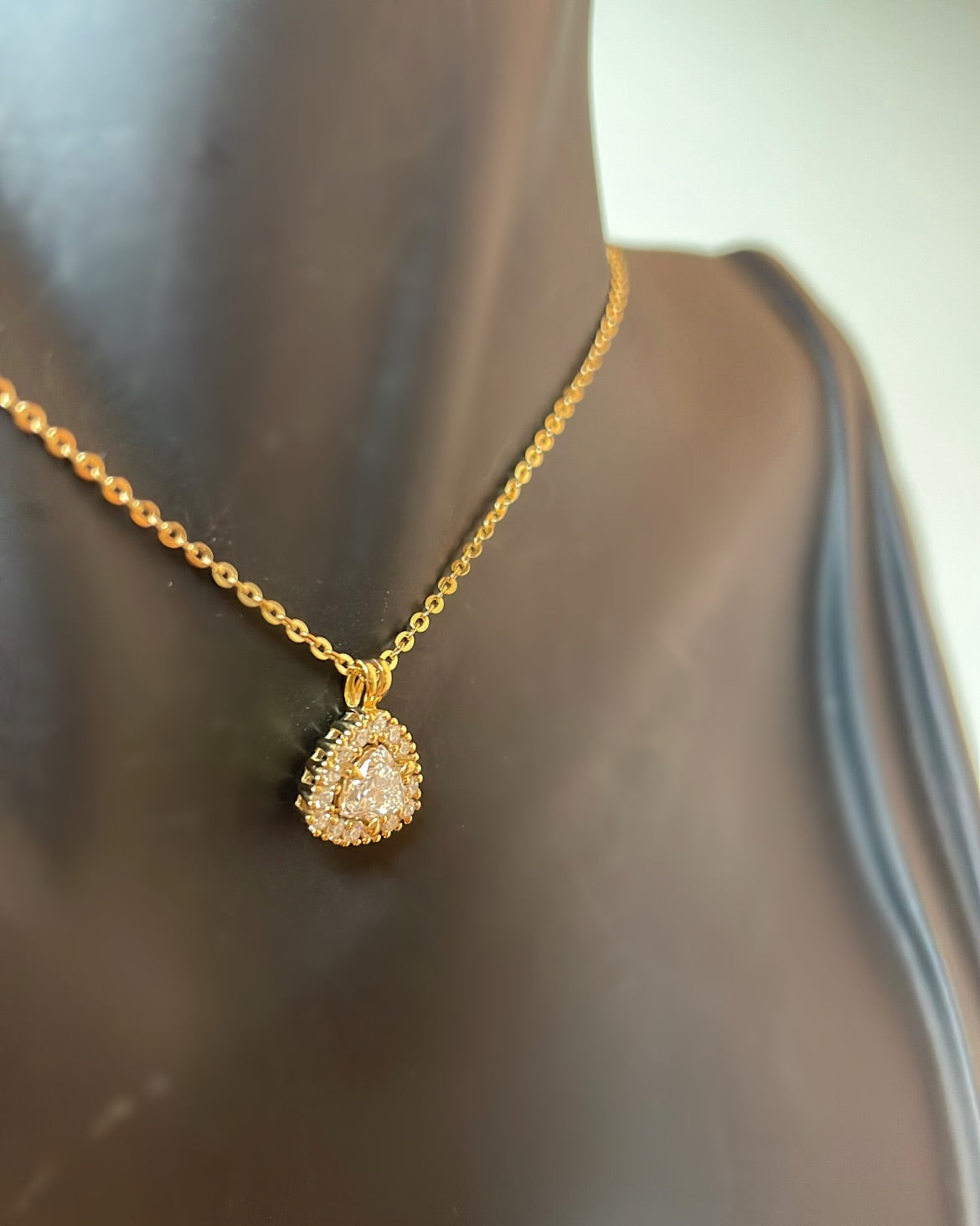 9ct Yellow Gold Triangular Brilliant Diamond Halo Pendant