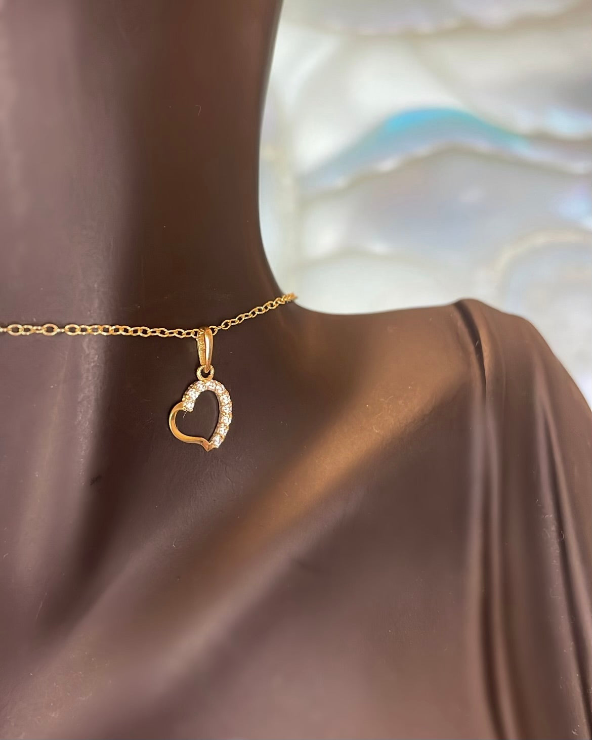 9ct Gold Petite Heart CZ Heart Pendant