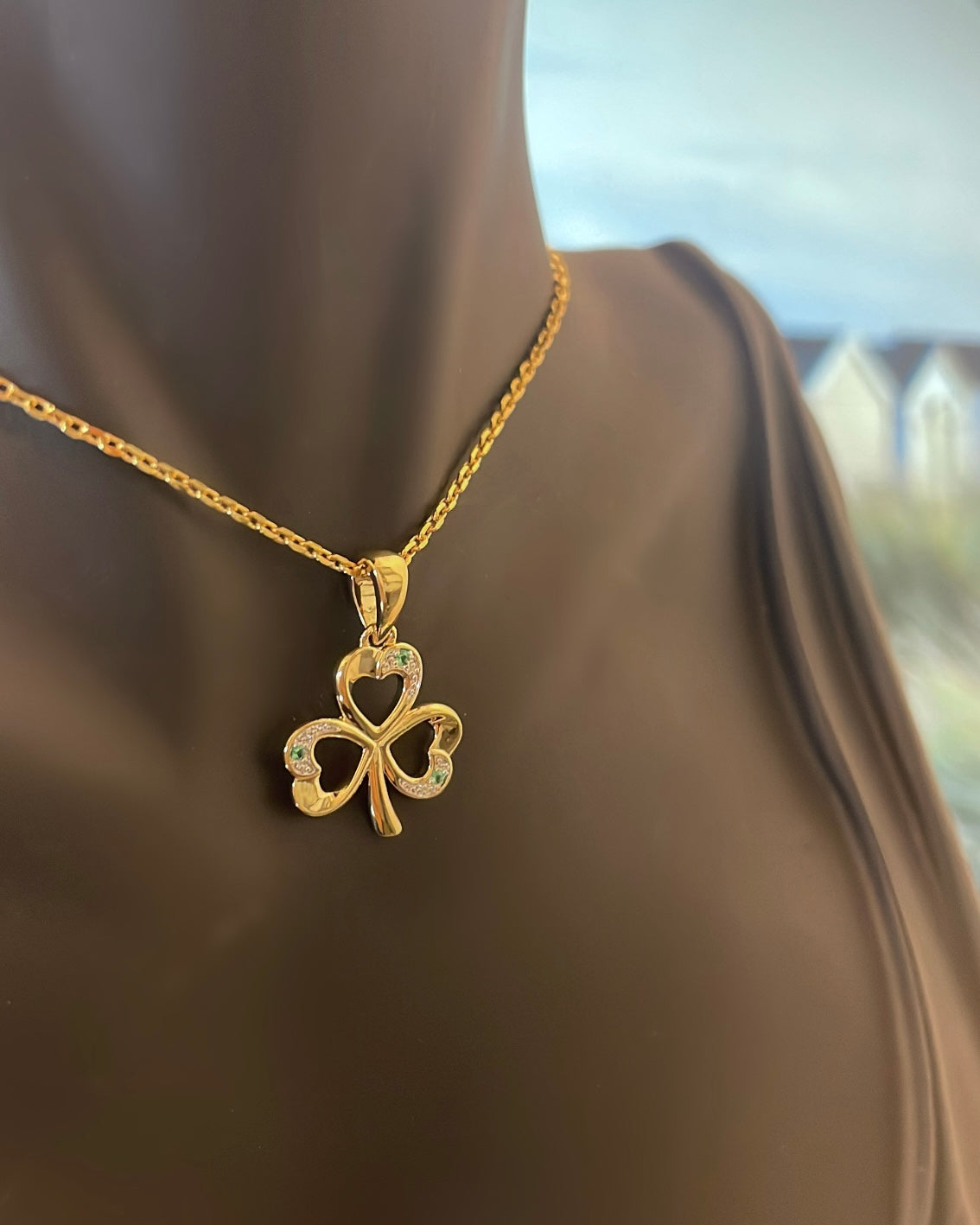 18ct Rolled Gold & CZ Shamrock Pendant