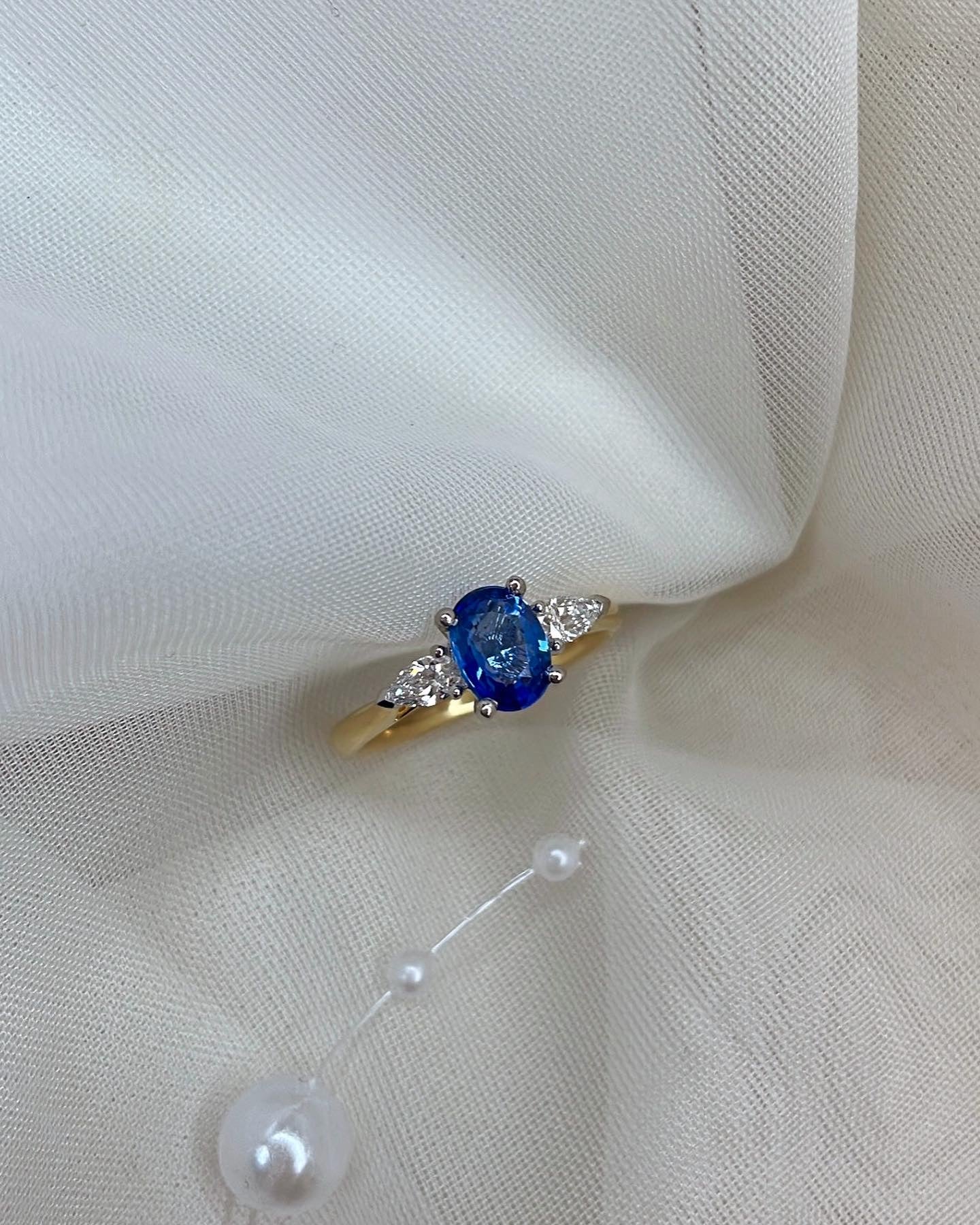 Oval Sapphire & Diamond Three Stone Ring