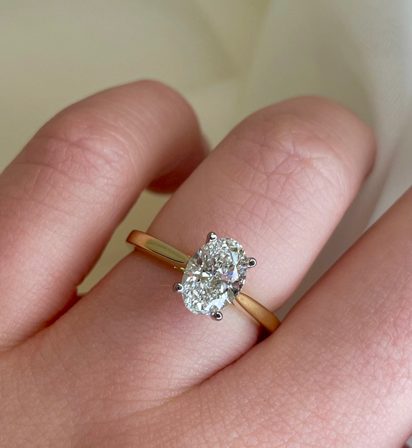 1.10ct Lab Grown Oval Diamond Yellow Gold Engagement Ring