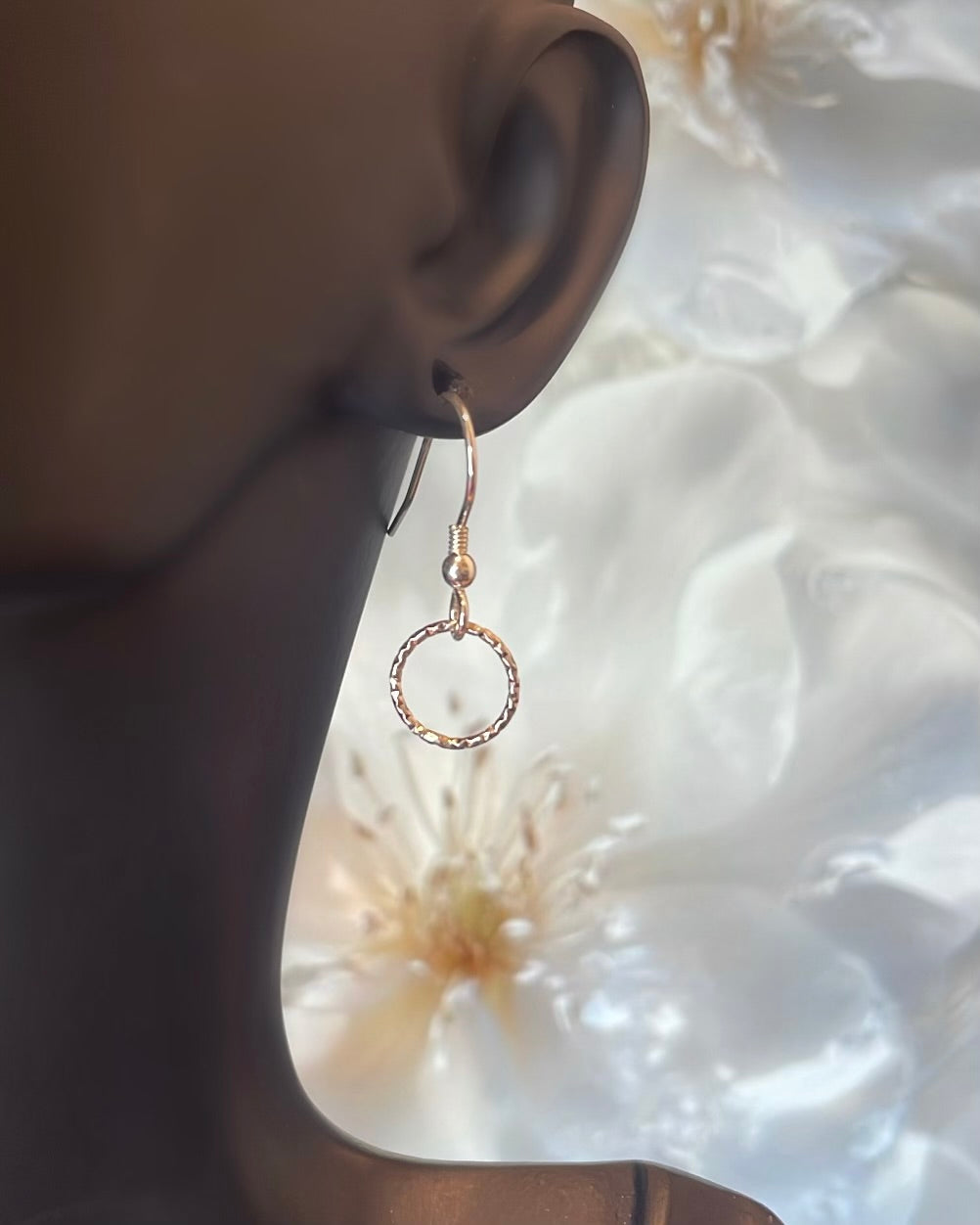 Sterling Silver Petite Hammered Circle Earrings