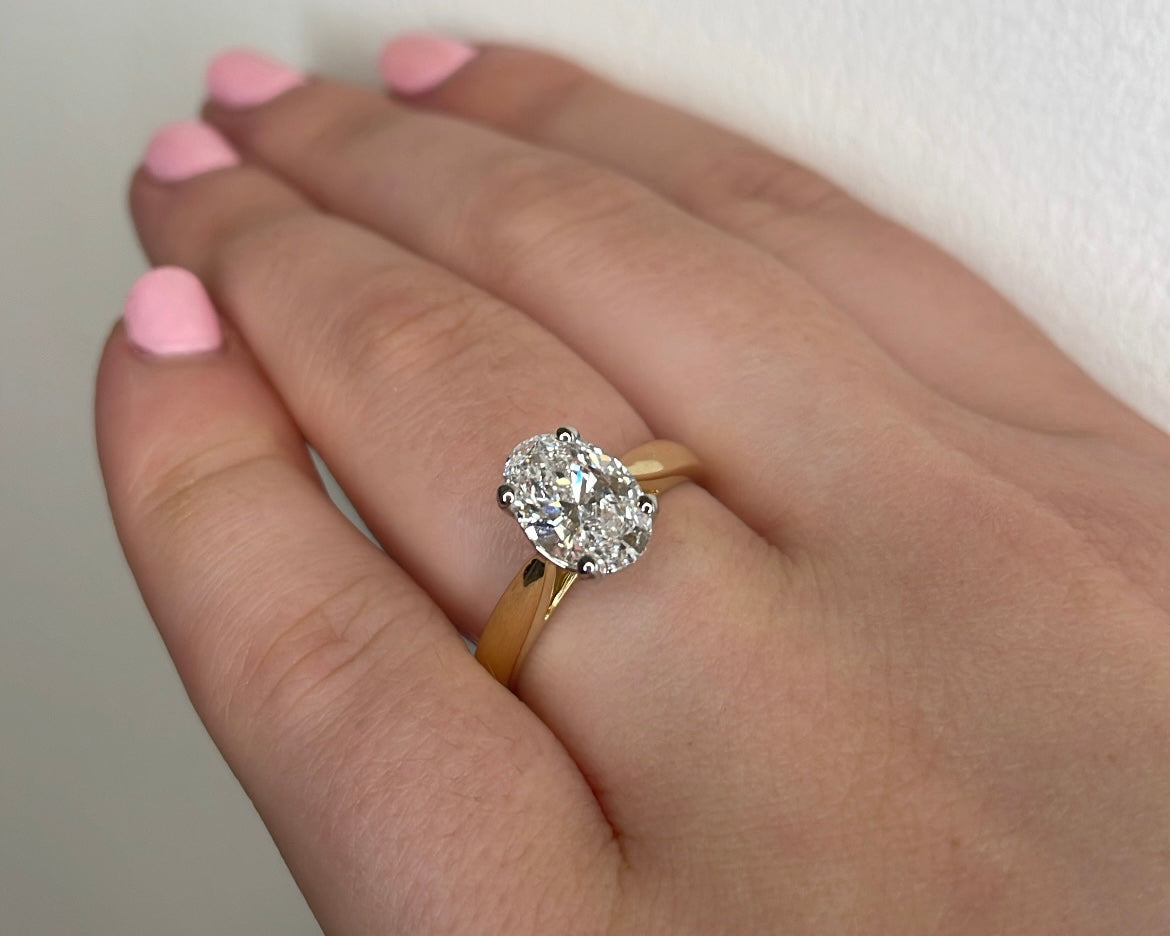 1.60ct Oval Diamond Solitaire Ring in 18ct Yellow Gold