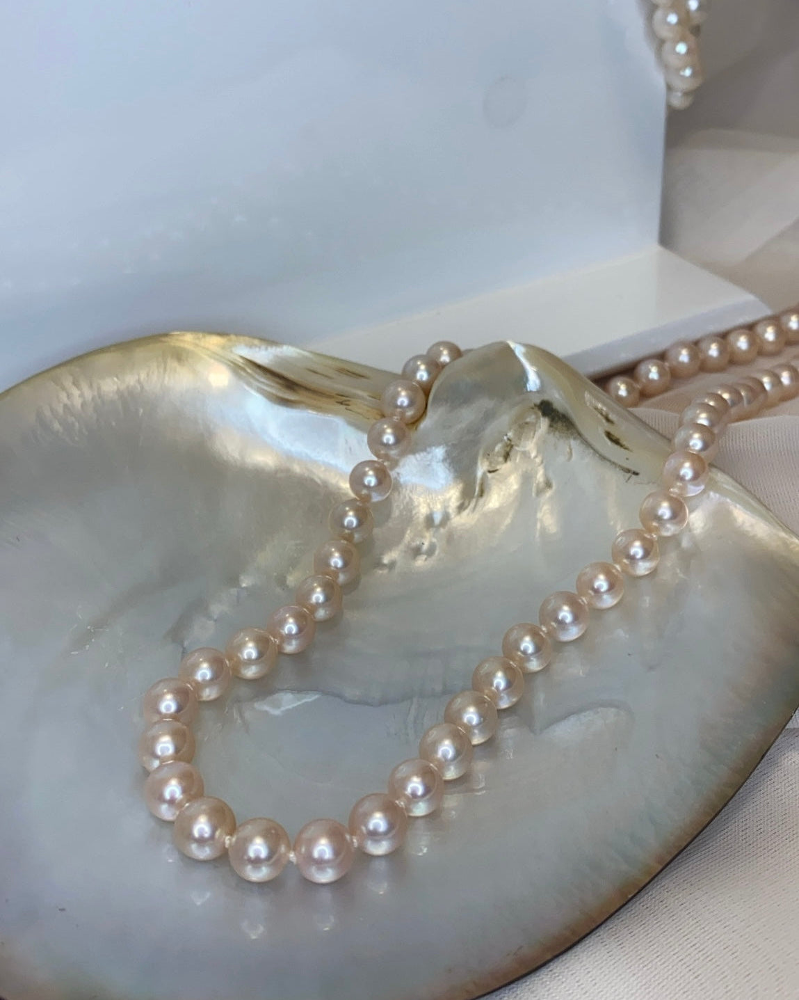 Small Champagne Freshwater Pink Pearl Necklace