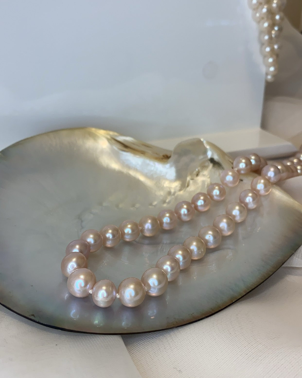 Large Champagne Freshwater Pink Pearl Necklace