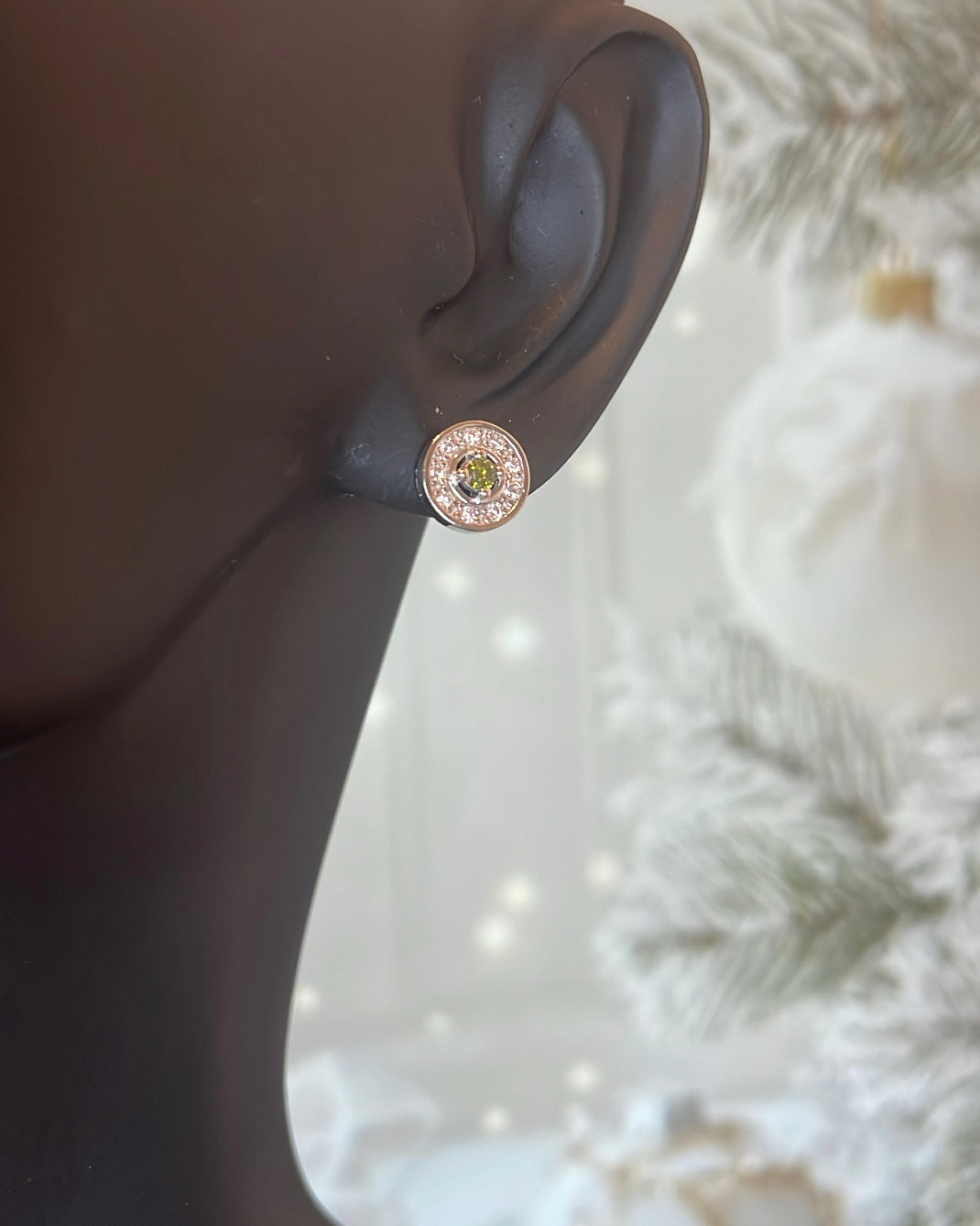 Sterling Silver & CZ Halo Birthstone Stud Earrings