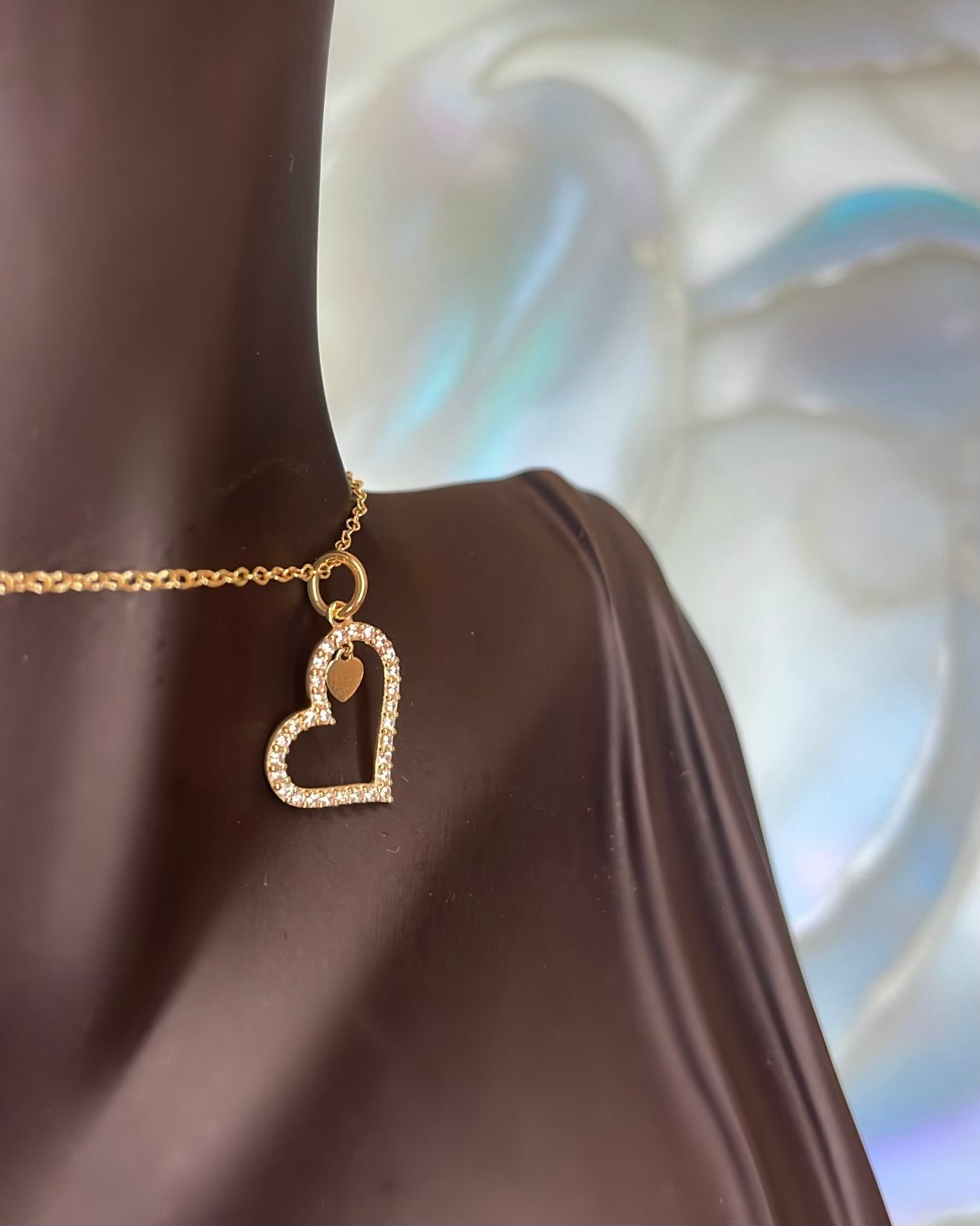 9ct Gold Cubic Zirconia Heart & Mini Heart Pendant