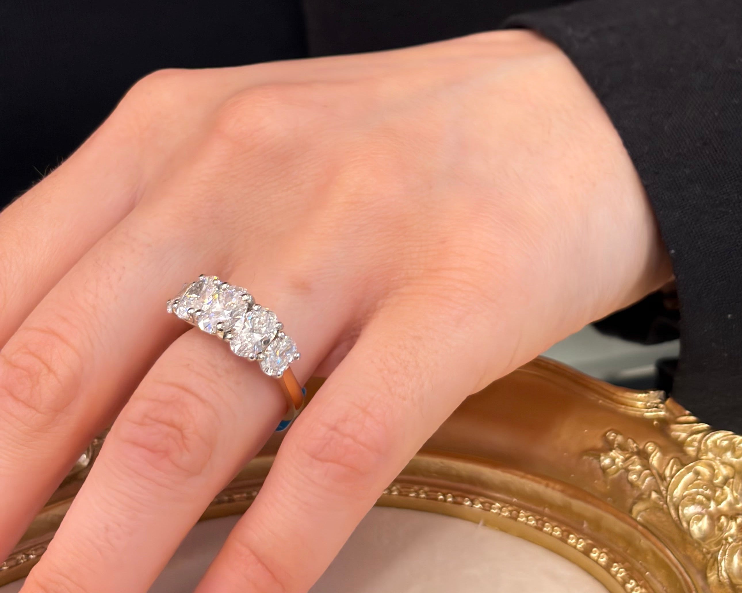 3.59ct Five Stone Oval ring in 18ct yellow gold