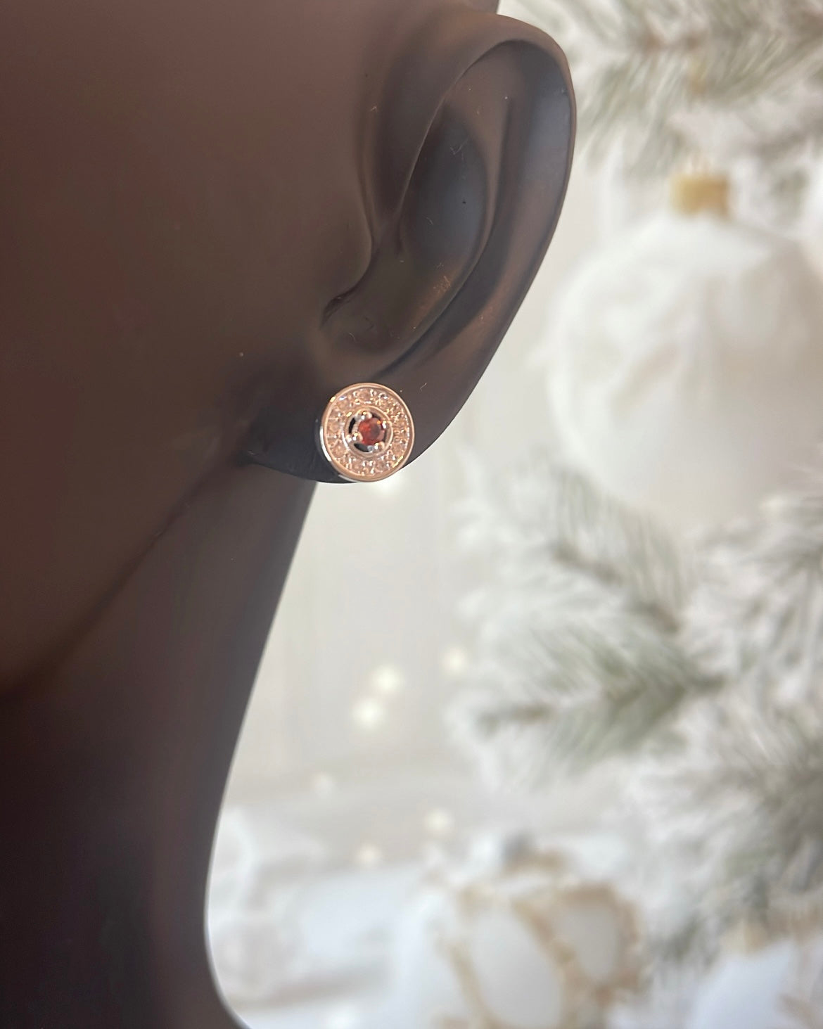 Sterling Silver & CZ Halo Birthstone Stud Earrings