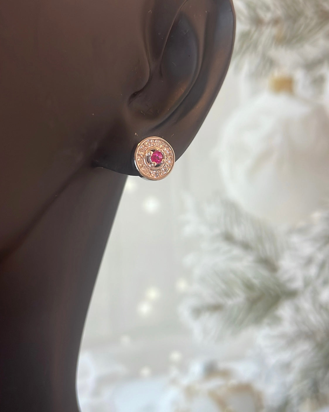 Sterling Silver & CZ Halo Birthstone Stud Earrings