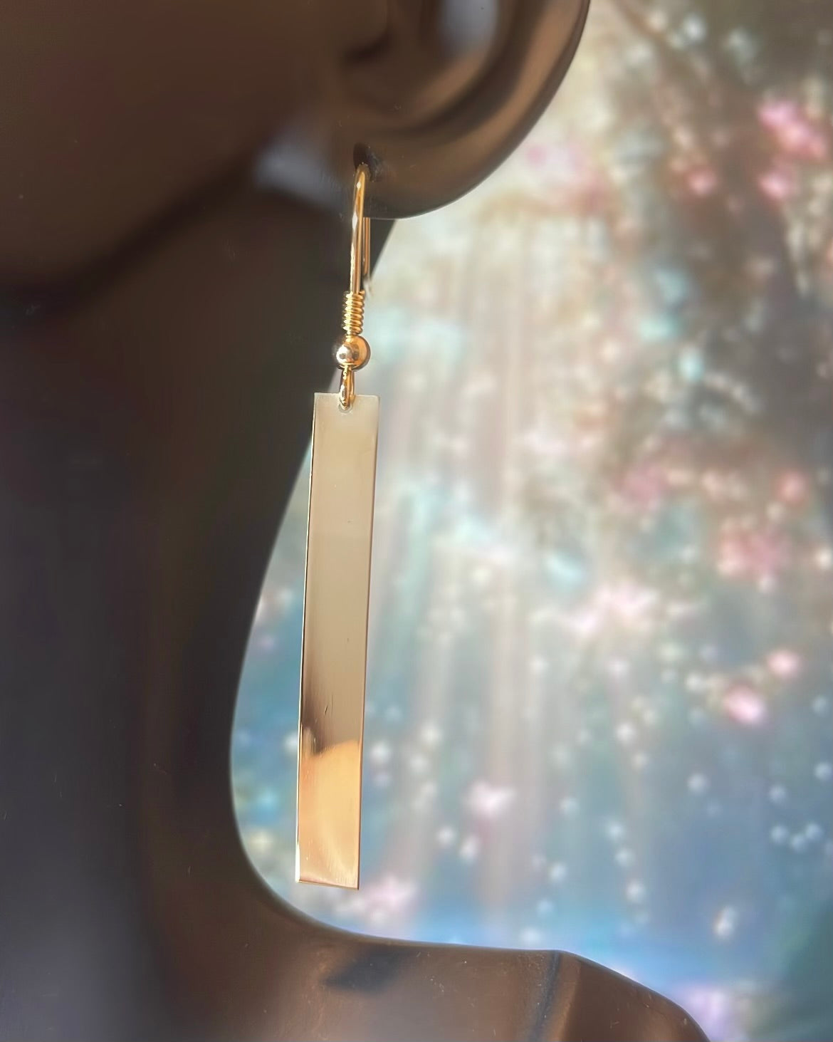 9ct Yellow Gold Vertical Shepherd Hook Bar Earrings