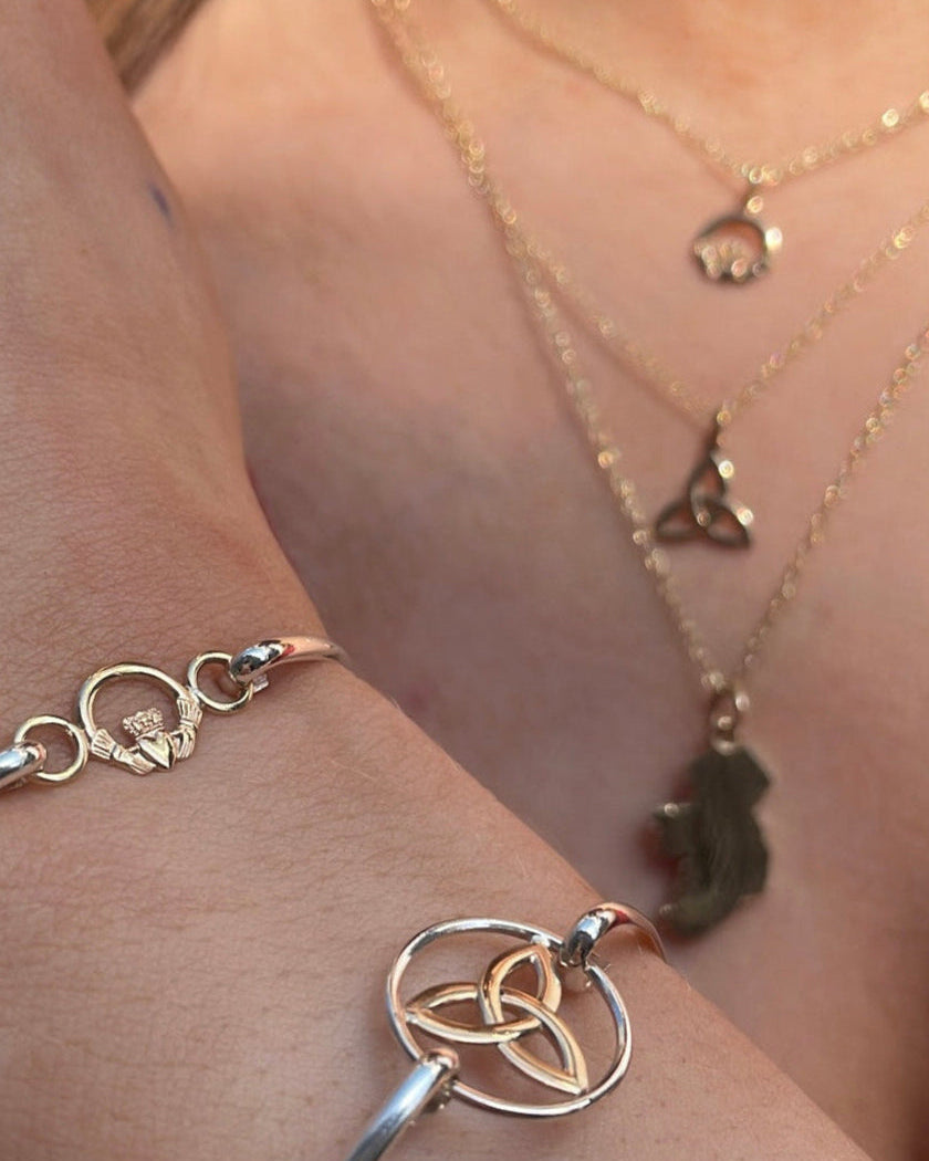 9ct Yellow Gold Mini Claddagh Sterling Silver Bangle