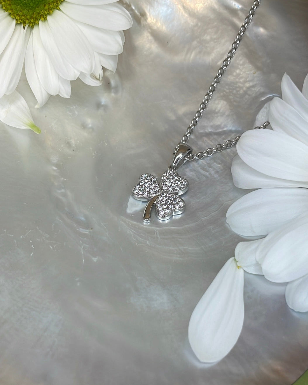 Sterling Silver Cubic Zirconia Shamrock Pendant