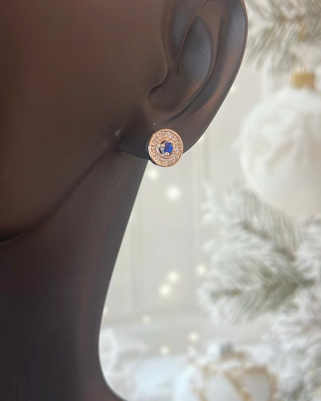 Sterling Silver & CZ Halo Birthstone Stud Earrings