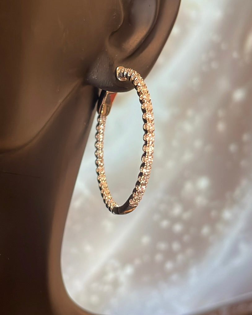 9ct White Gold 1ct Diamond Hoop Earrings