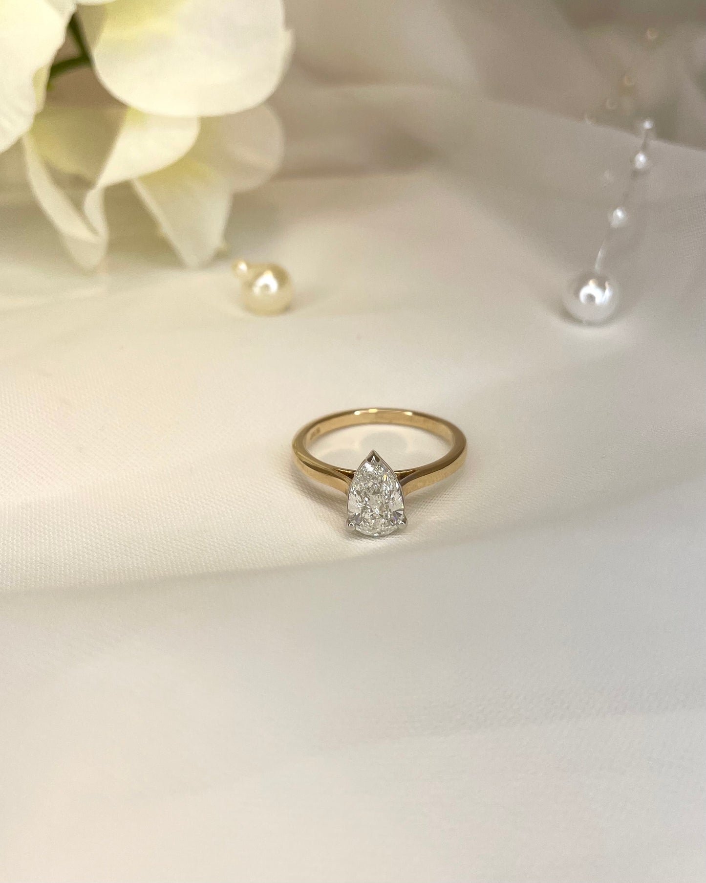 Pear Drop Diamond 18ct Yellow Gold Engagement Ring