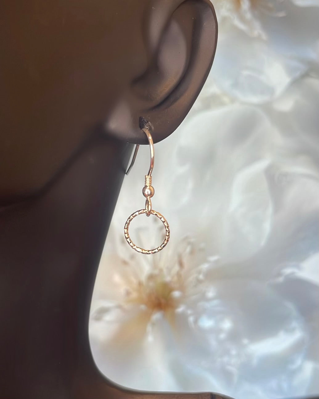 Sterling Silver Petite Hammered Circle Earrings