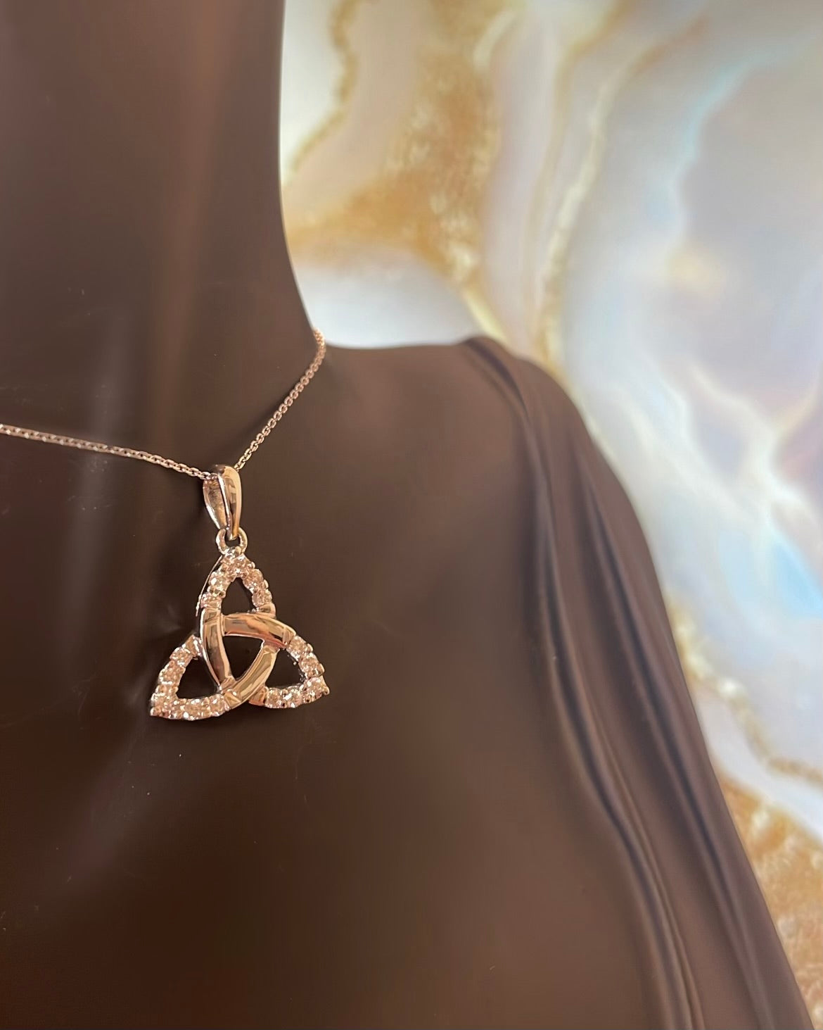 9ct White Gold Diamond Set Trinity Knot Pendant