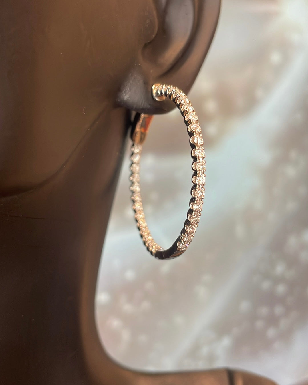9ct White Gold 1ct Diamond Hoop Earrings