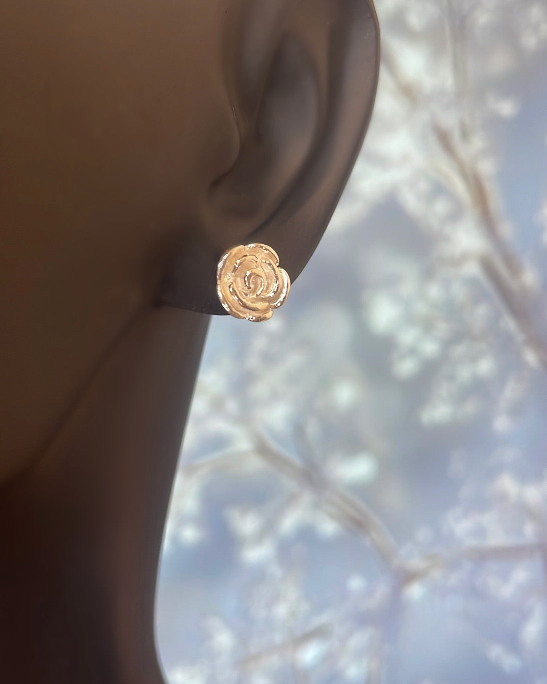Sterling Silver Rose Stud Earrings