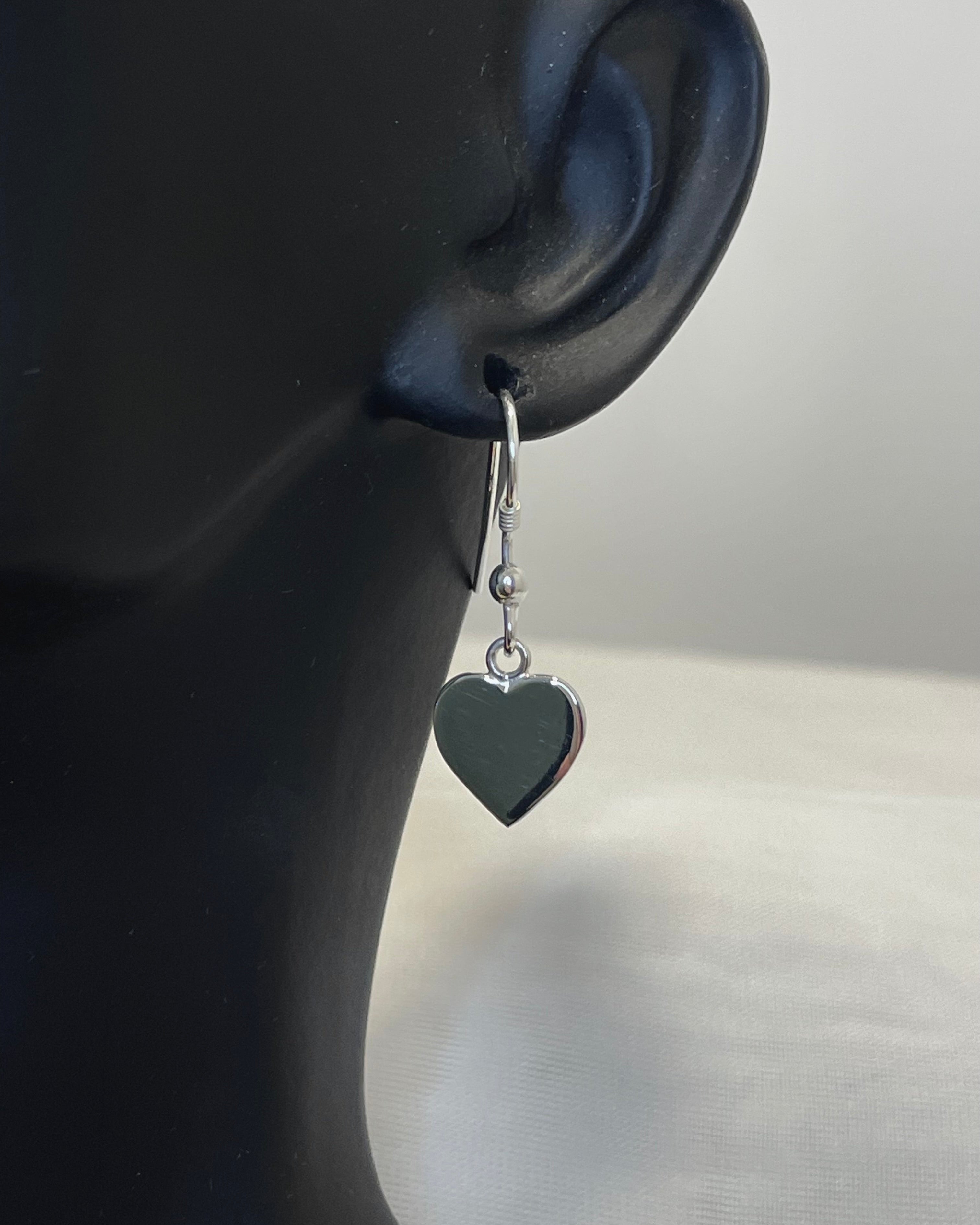 Sterling Silver Heart Shepherd Hook Earrings