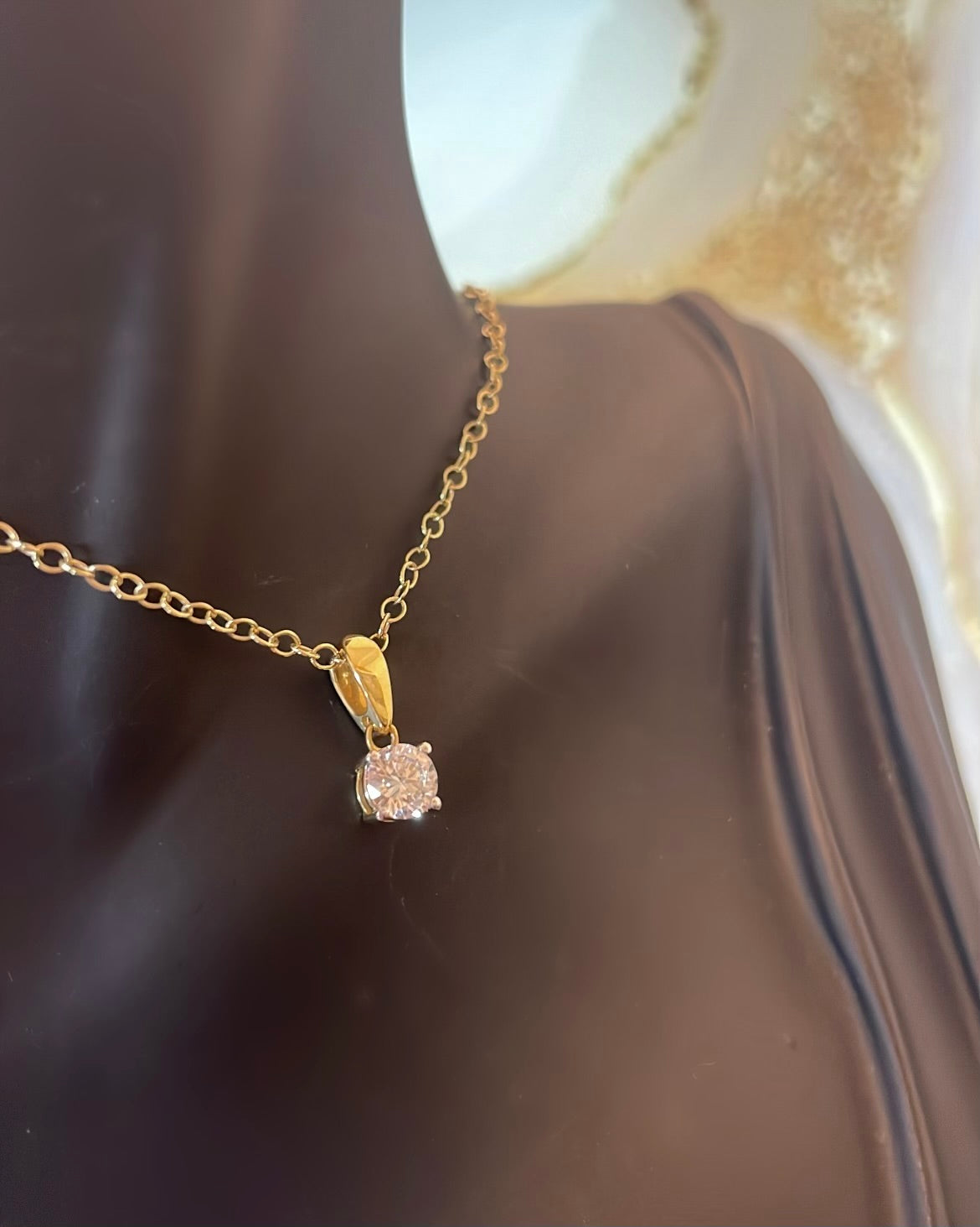 0.38cts Diamond Solitaire Yellow Gold Pendant