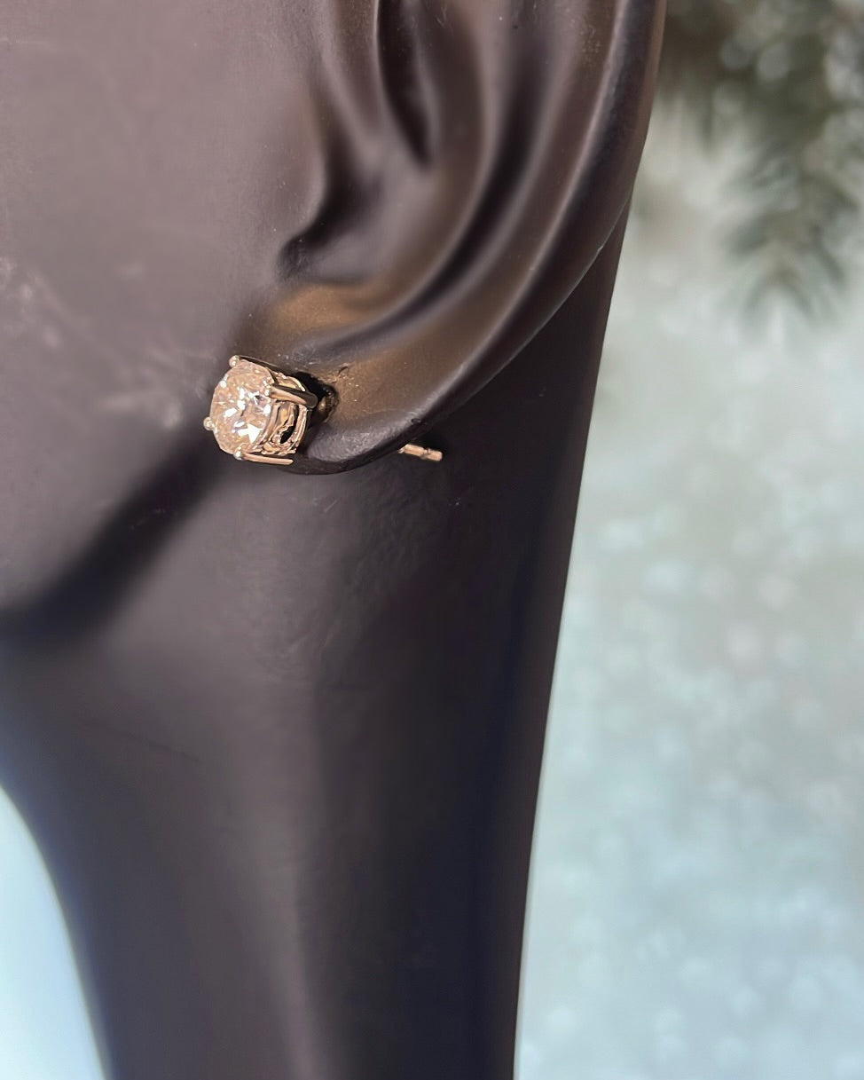 1ct Total Round Brilliant Diamond Stud 18ct White Gold Earrings