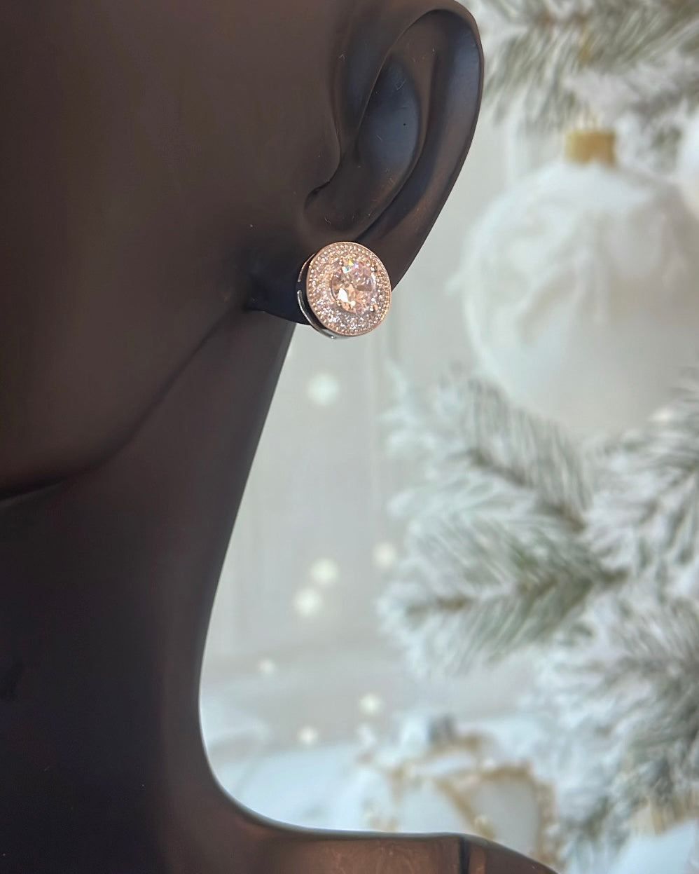 Medium Sterling Silver & CZ Halo Stud Earrings