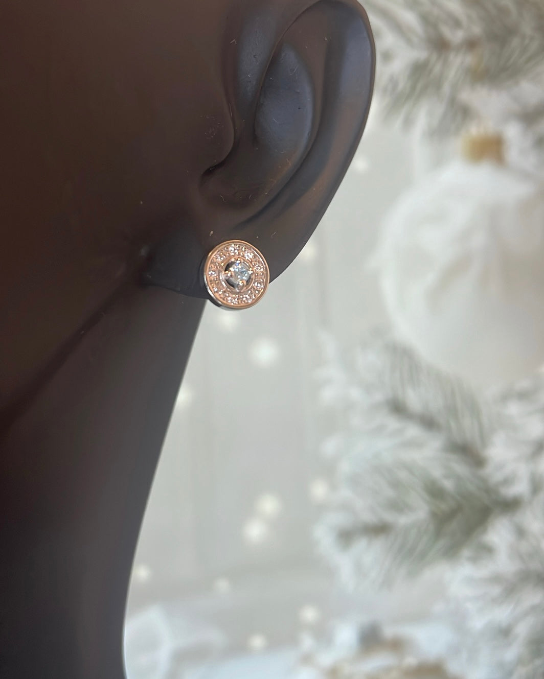 Sterling Silver & CZ Halo Birthstone Stud Earrings