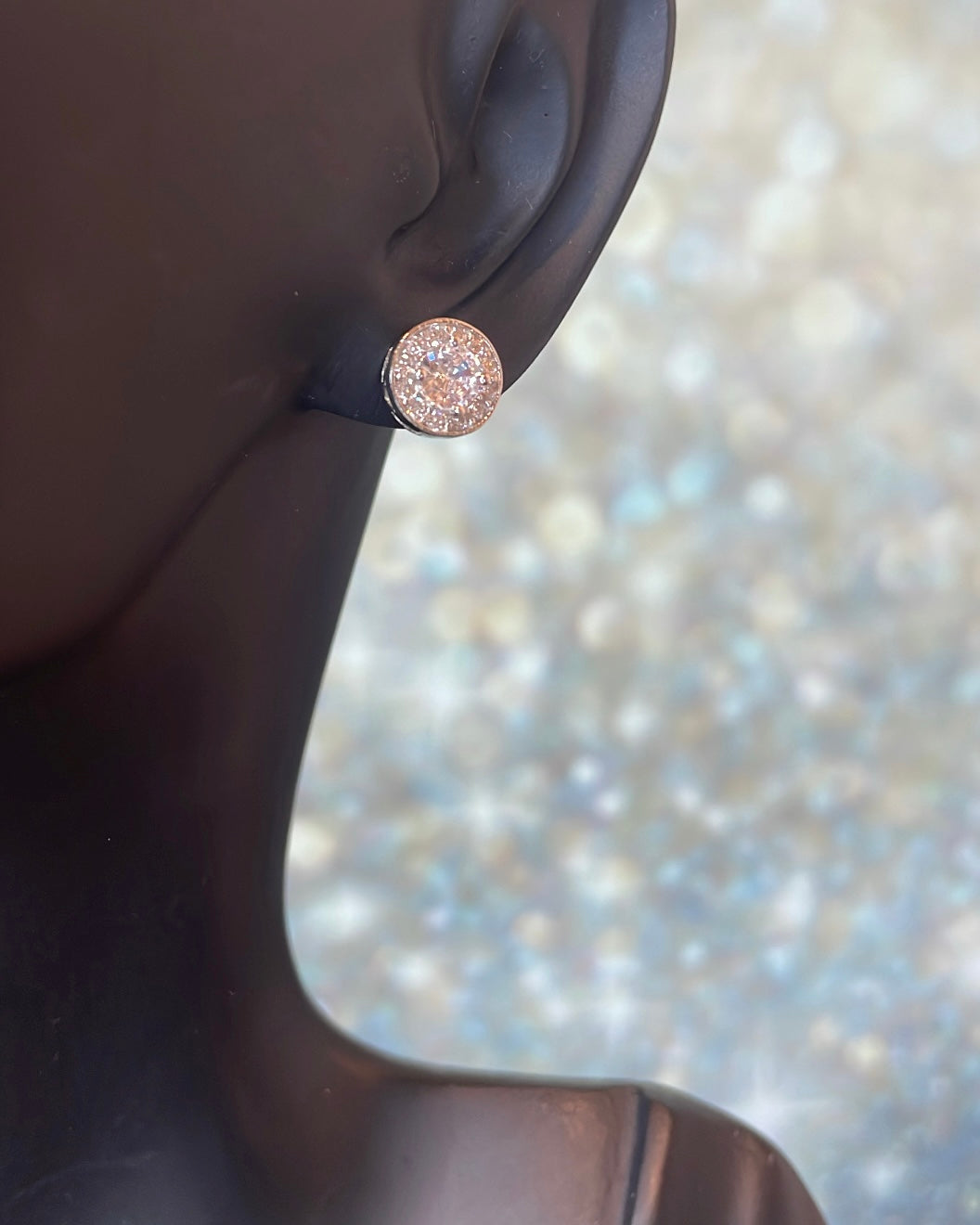 Large Sterling Silver & CZ Halo Stud Earrings