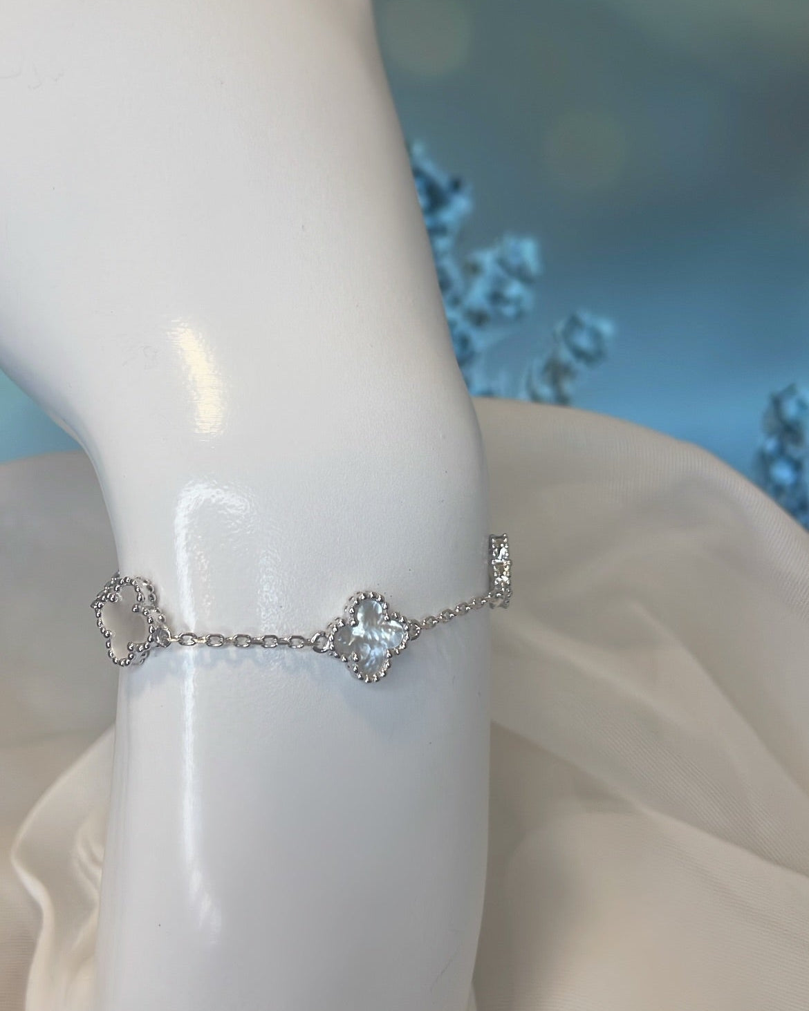 Sterling Silver Clover & Mother of Pearl Earrings