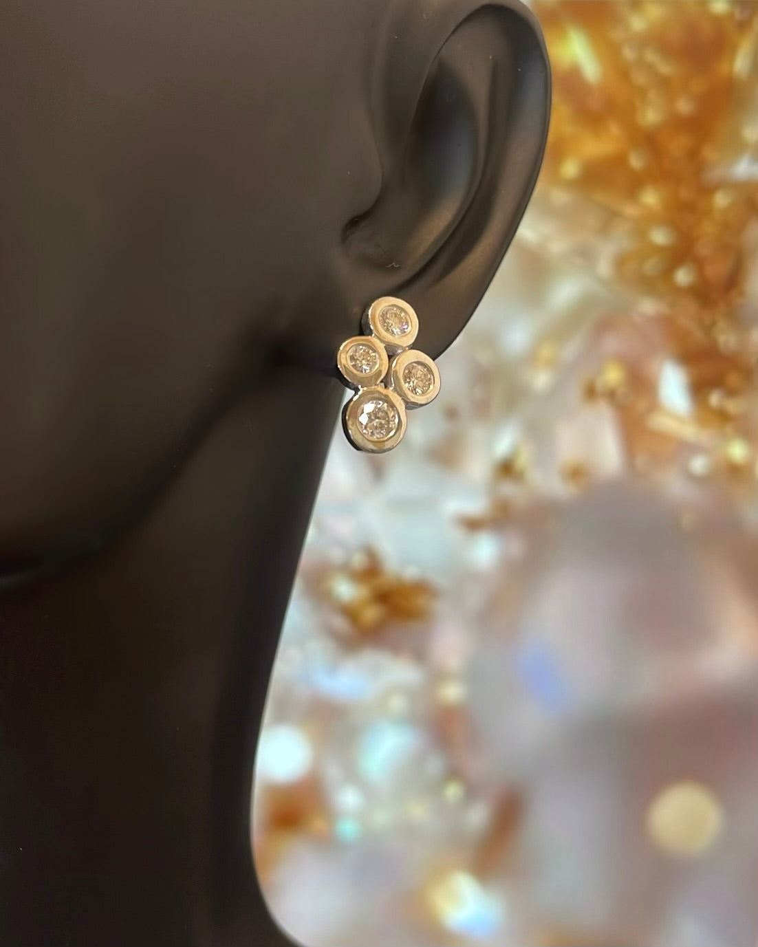 18ct White Gold Four Round Brilliant Diamond Abstract Earrings