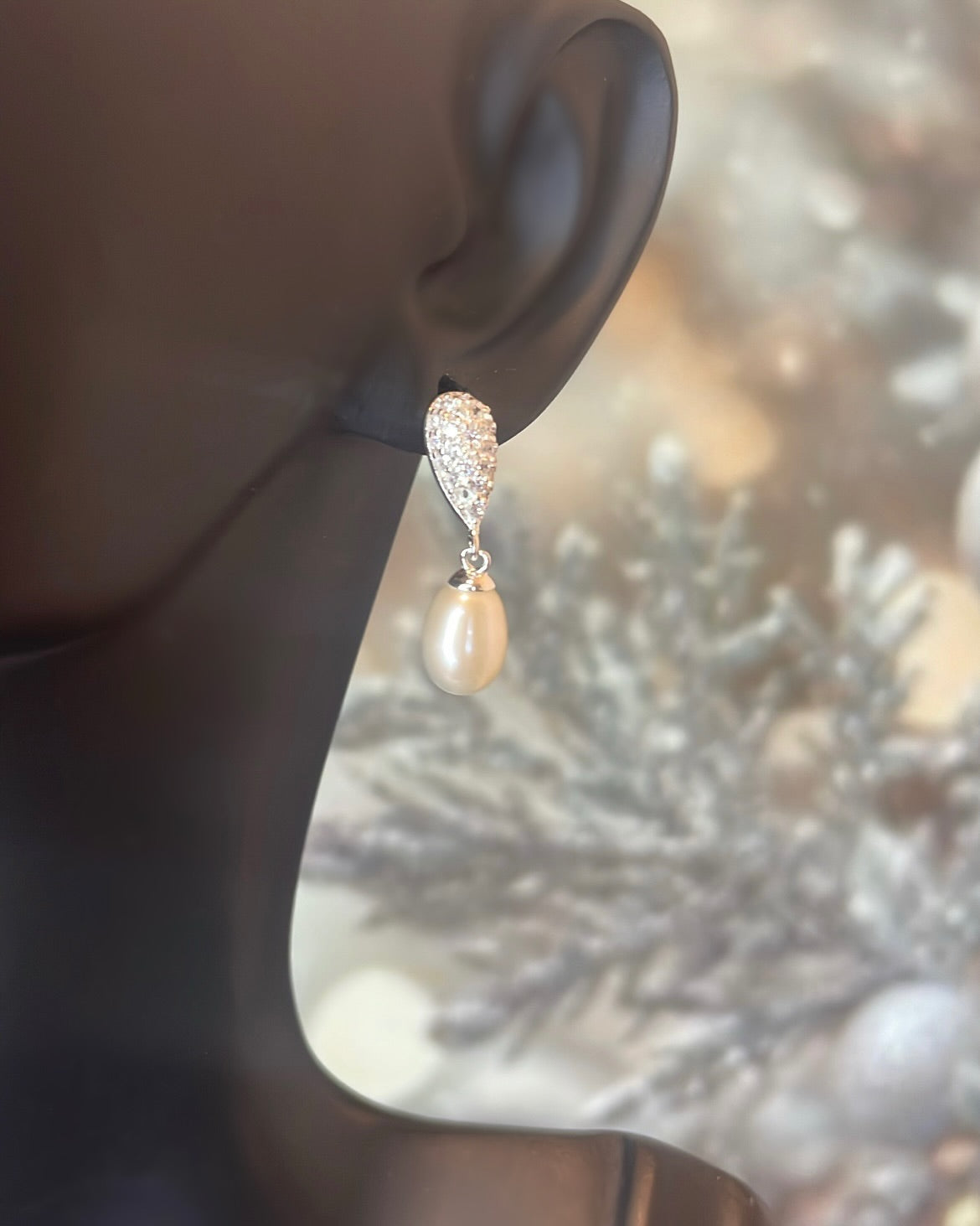 Sterling Silver CZ & Pearl Drop Earrings