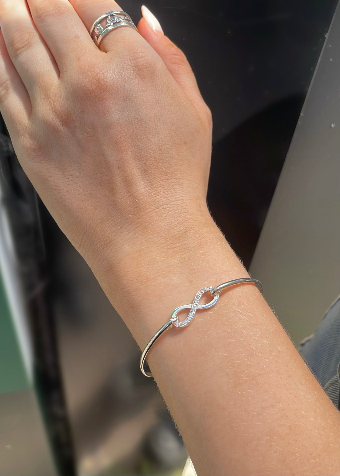 Sterling Silver Infinity CZ Bangle