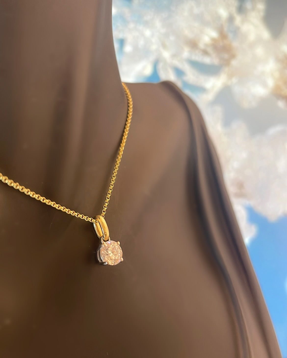 0.54ct Round Brilliant Diamond 18ct Gold Pendant