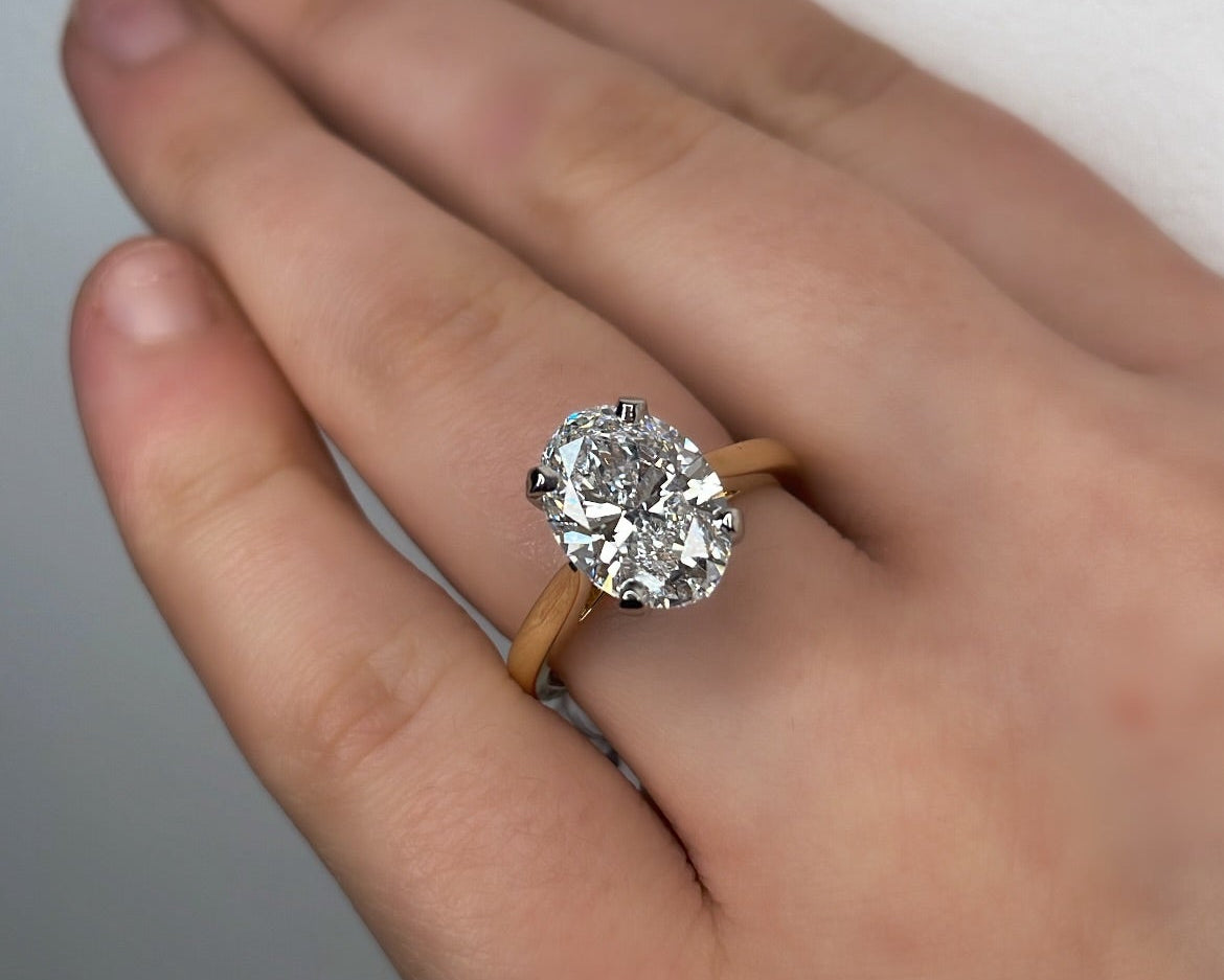 3.50ct Oval Diamond Solitaire Ring in 18ct Yellow Gold