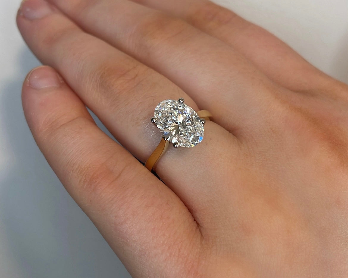 3.01ct Oval Diamond Solitaire Ring in 18ct Yellow Gold