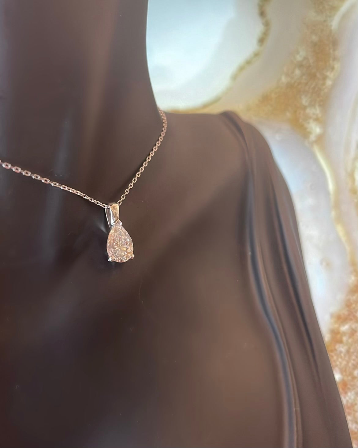 1ct Pear Brilliant Solitaire Diamond Pendant