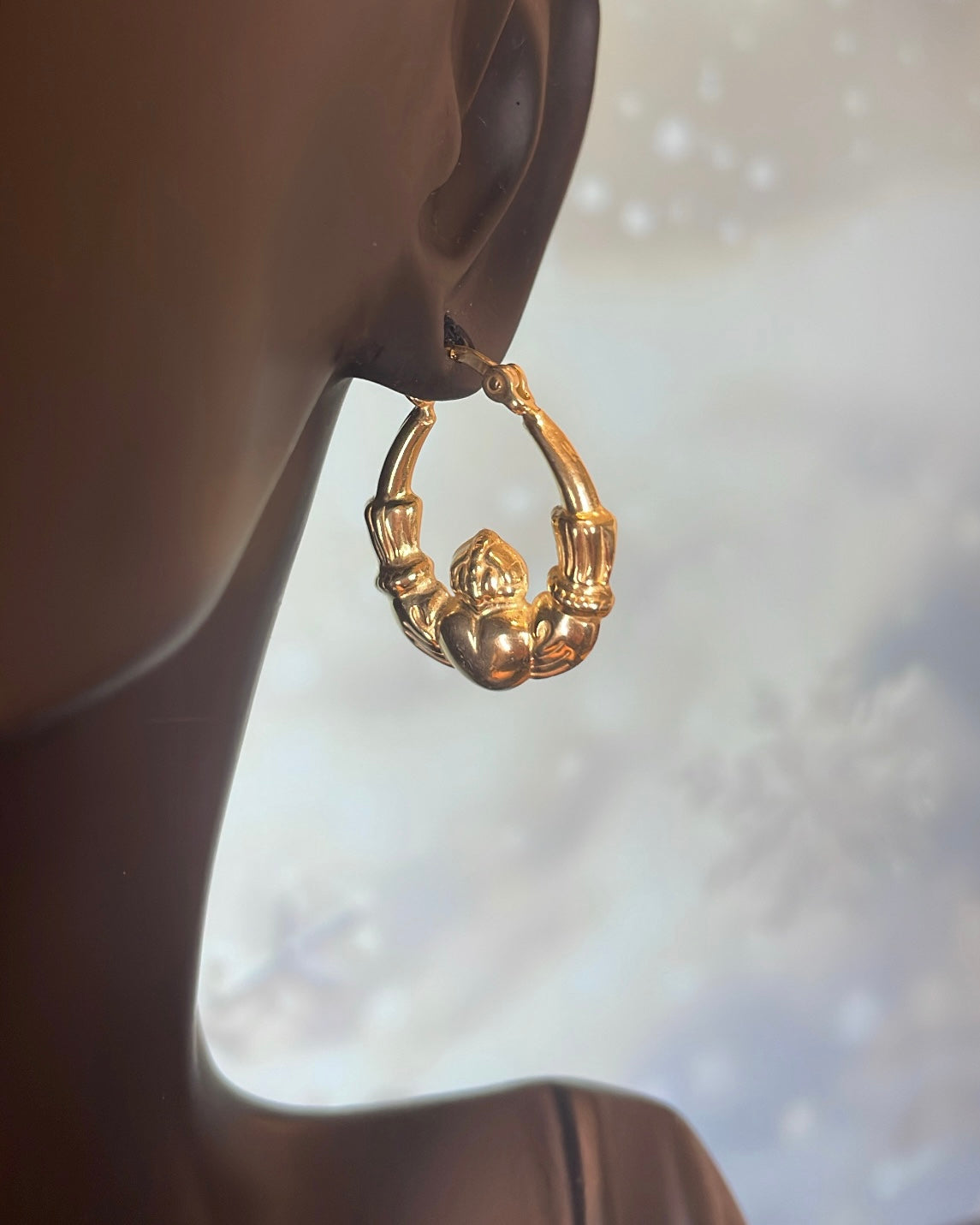 Gold Plated Claddagh Hoop Earrings