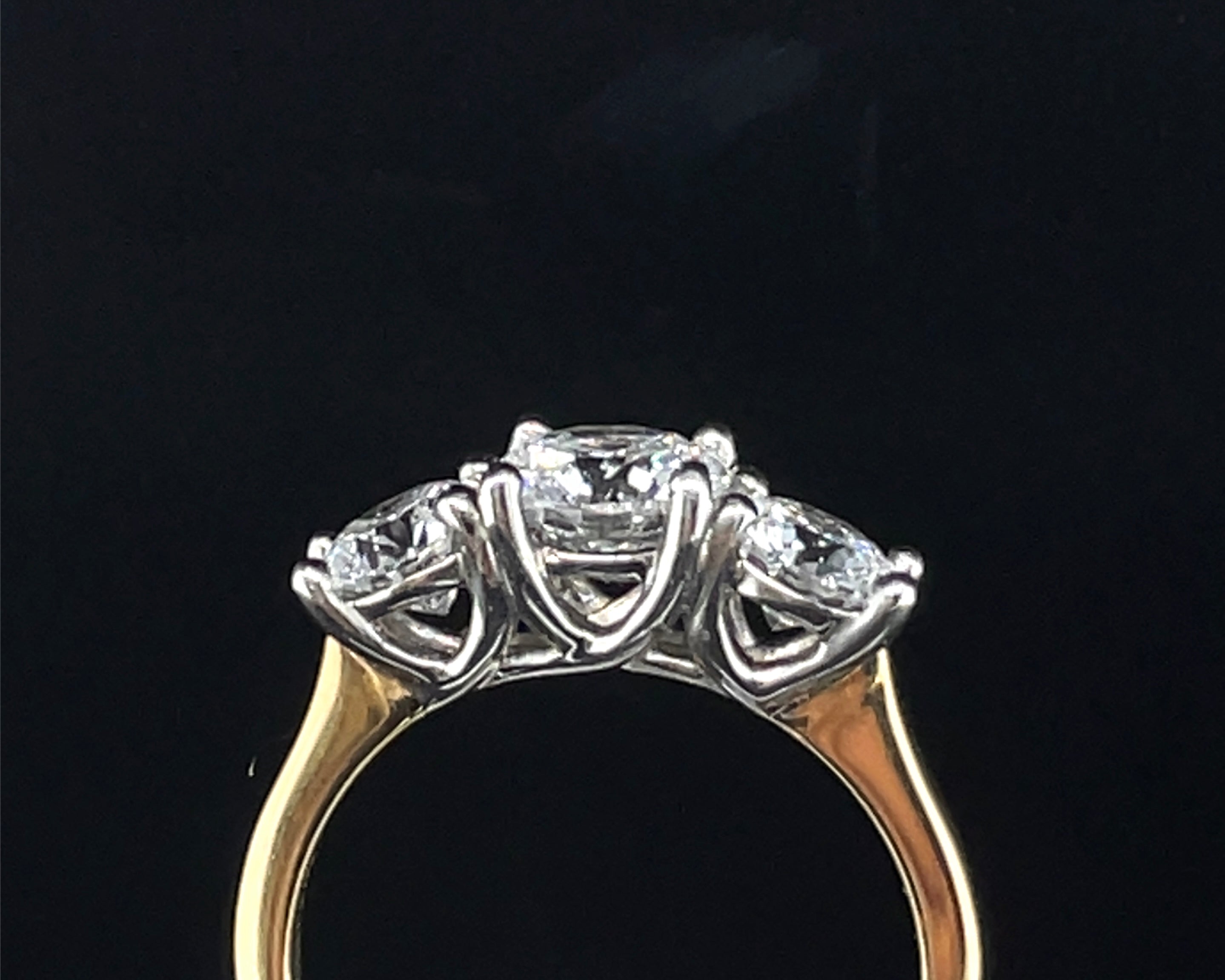 2.2ct Round Brilliant Trilogy Ring with 1ct Centre Stone in 18ct Yellow Gold