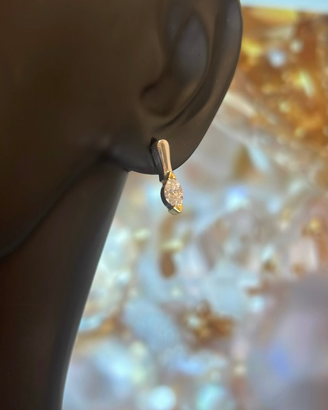 9ct Two-Toned Gold Marquise Diamond Stud Earrings