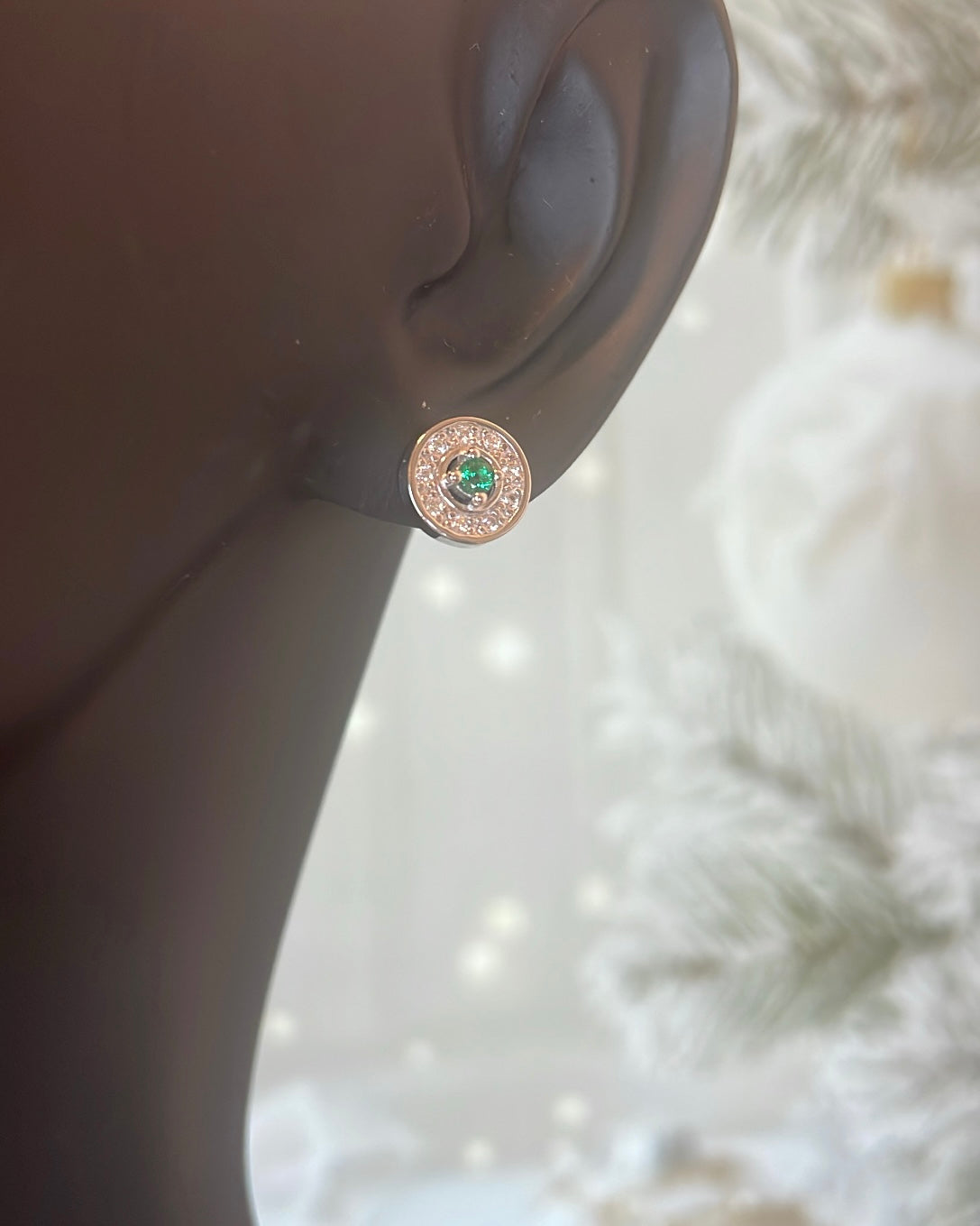 Sterling Silver & CZ Halo Birthstone Stud Earrings
