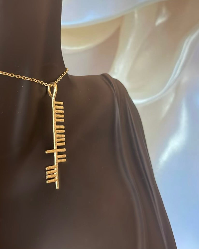 9ct Yellow Gold Ogham ‘Clann’ Pendant (Family)