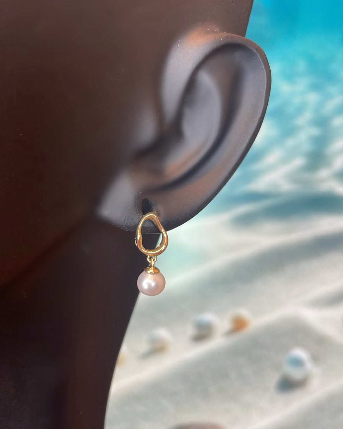 9ct Yellow Gold Oval Drop Earrings with Freshwater Pearls