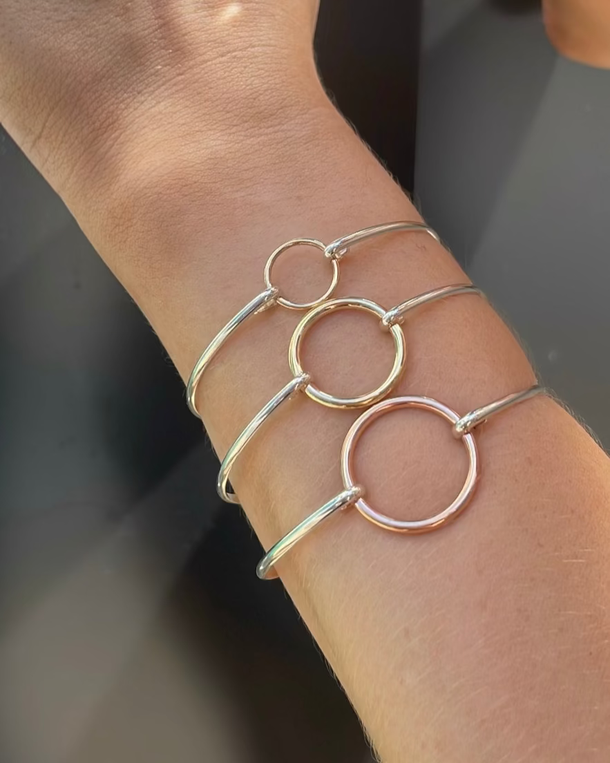 9ct Rose Gold & Sterling Silver Circle Bangle